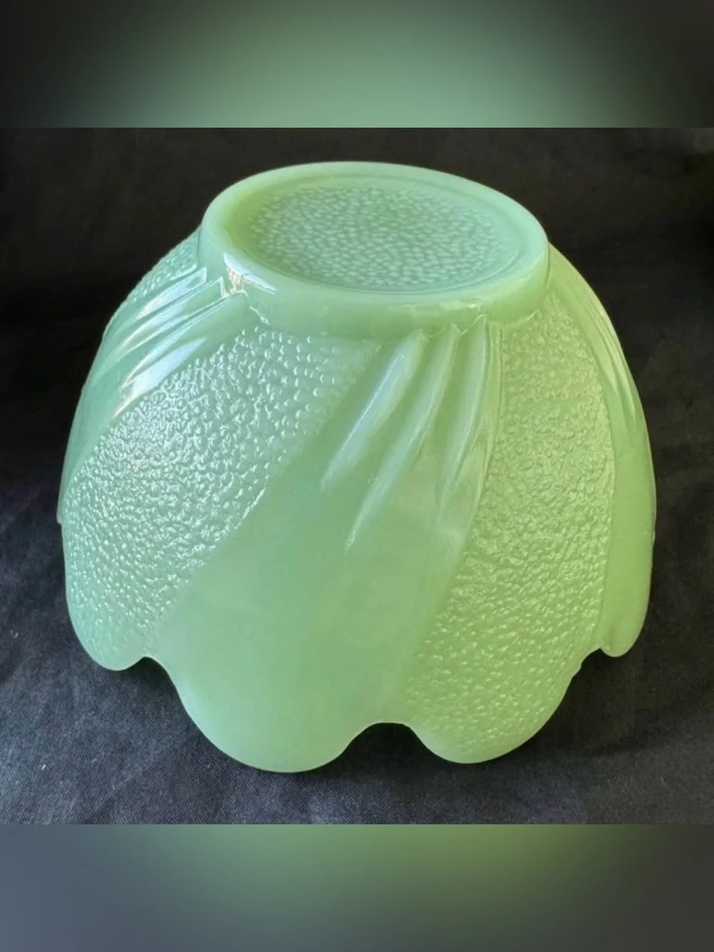 Vtg Fire King Jadeite Lotus plate and bowl snack set 1950’s